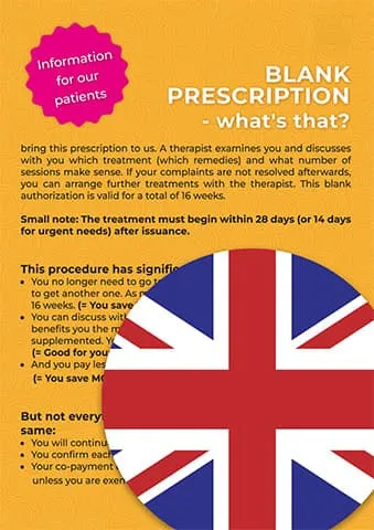 Blank prescription for physiotherapy – English