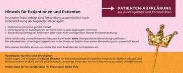 Infoflyer zur Patienten-Aufklärung in der Praxis